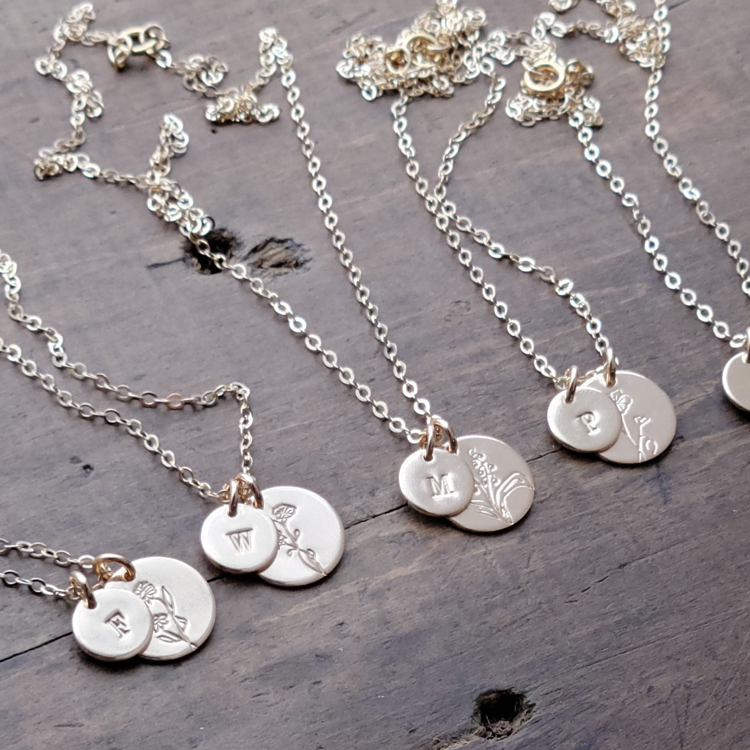Personalized Birth Flower + Initial Necklaces