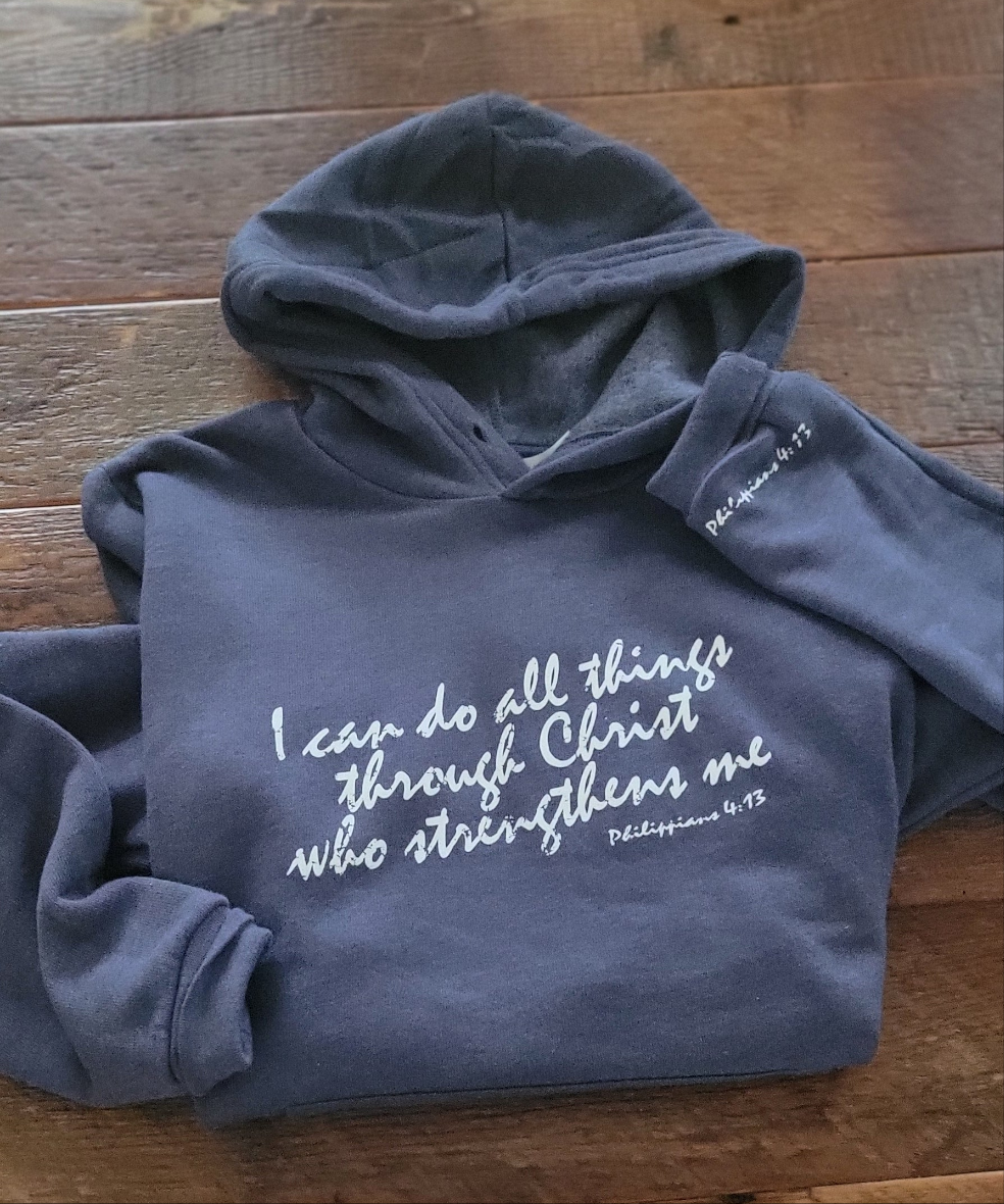 Philippians 4:13 Inspirational Hoodie . Bible Inspired Sweatshirt