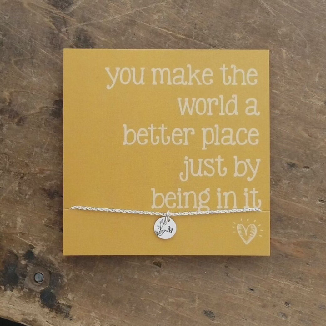 You Make the World a Better Place Friendship Initial Necklace . Personalized Friendship Gift