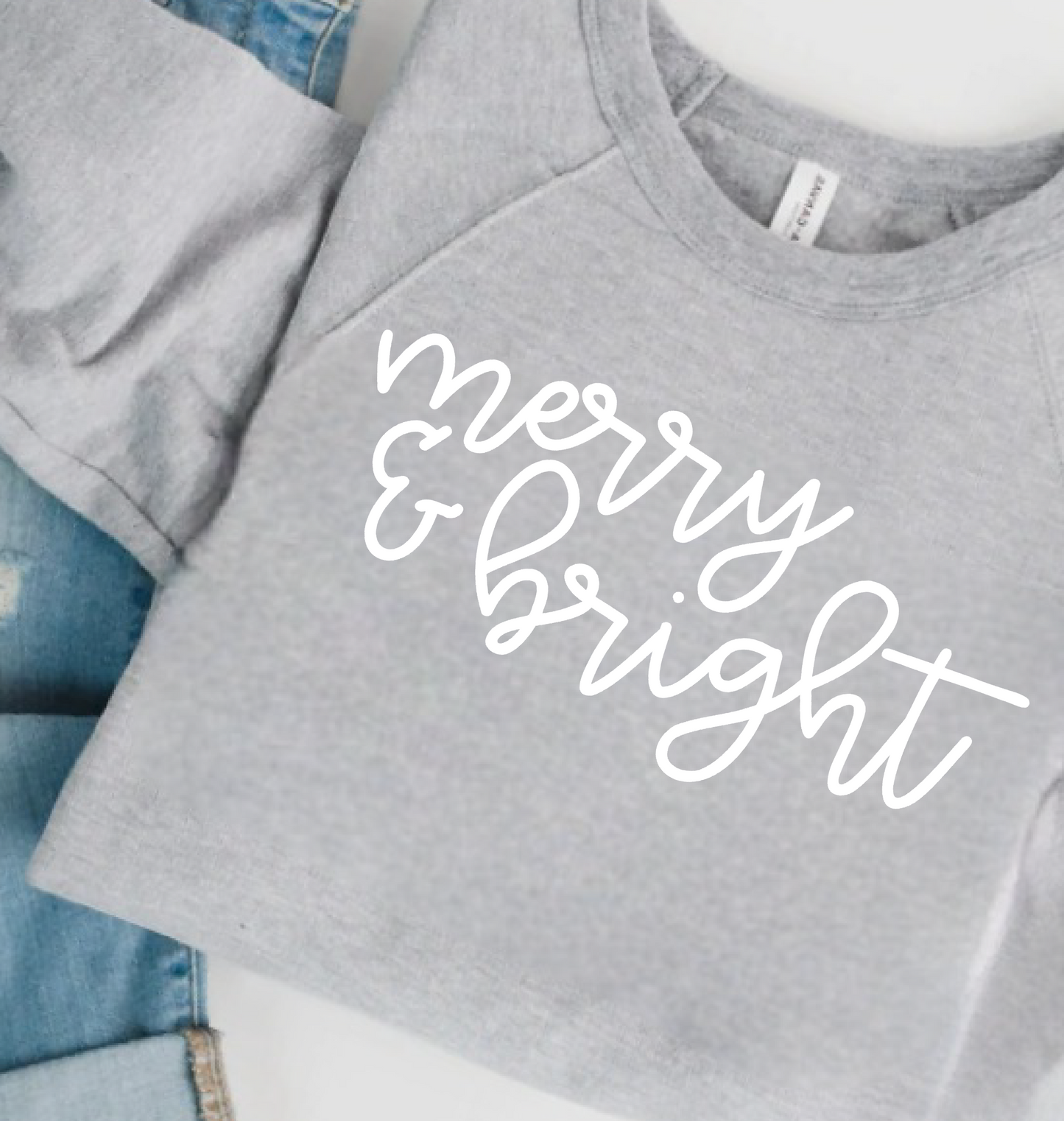 Merry + Bright Sweatshirt . Christmas Crew Neck for Her