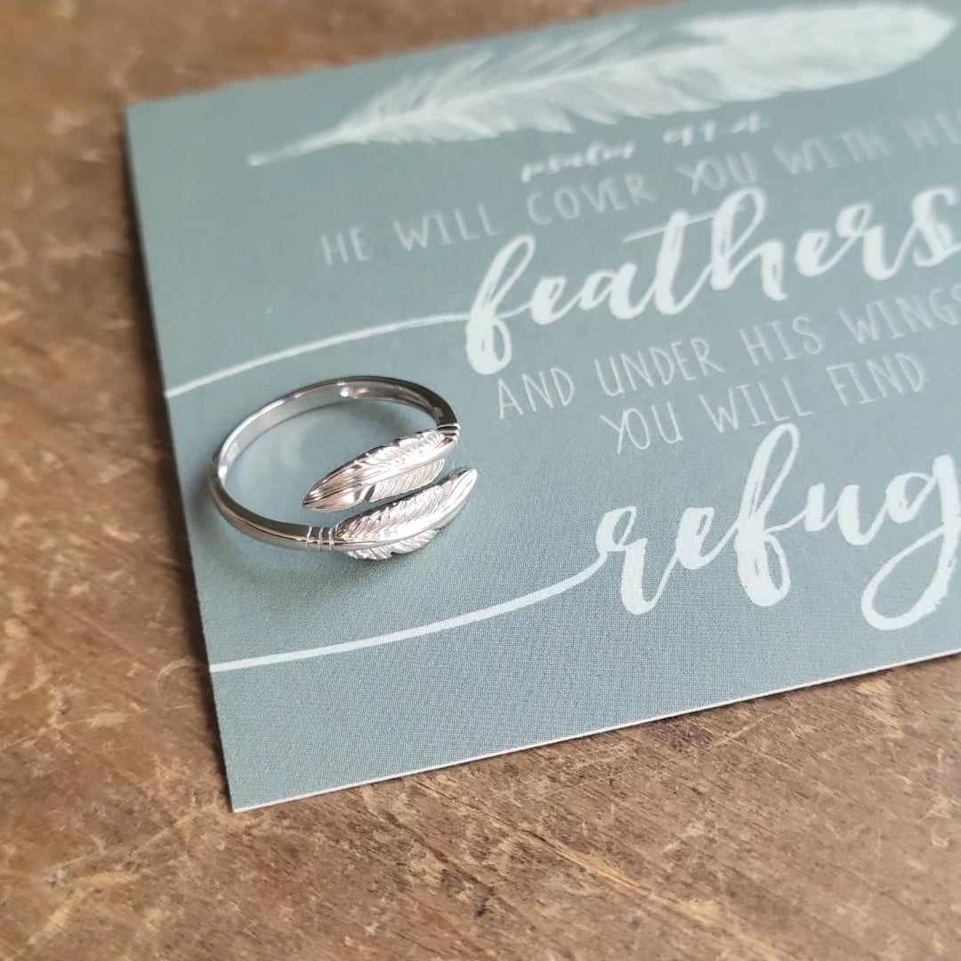 Refuge. Wrap Around Feather Ring