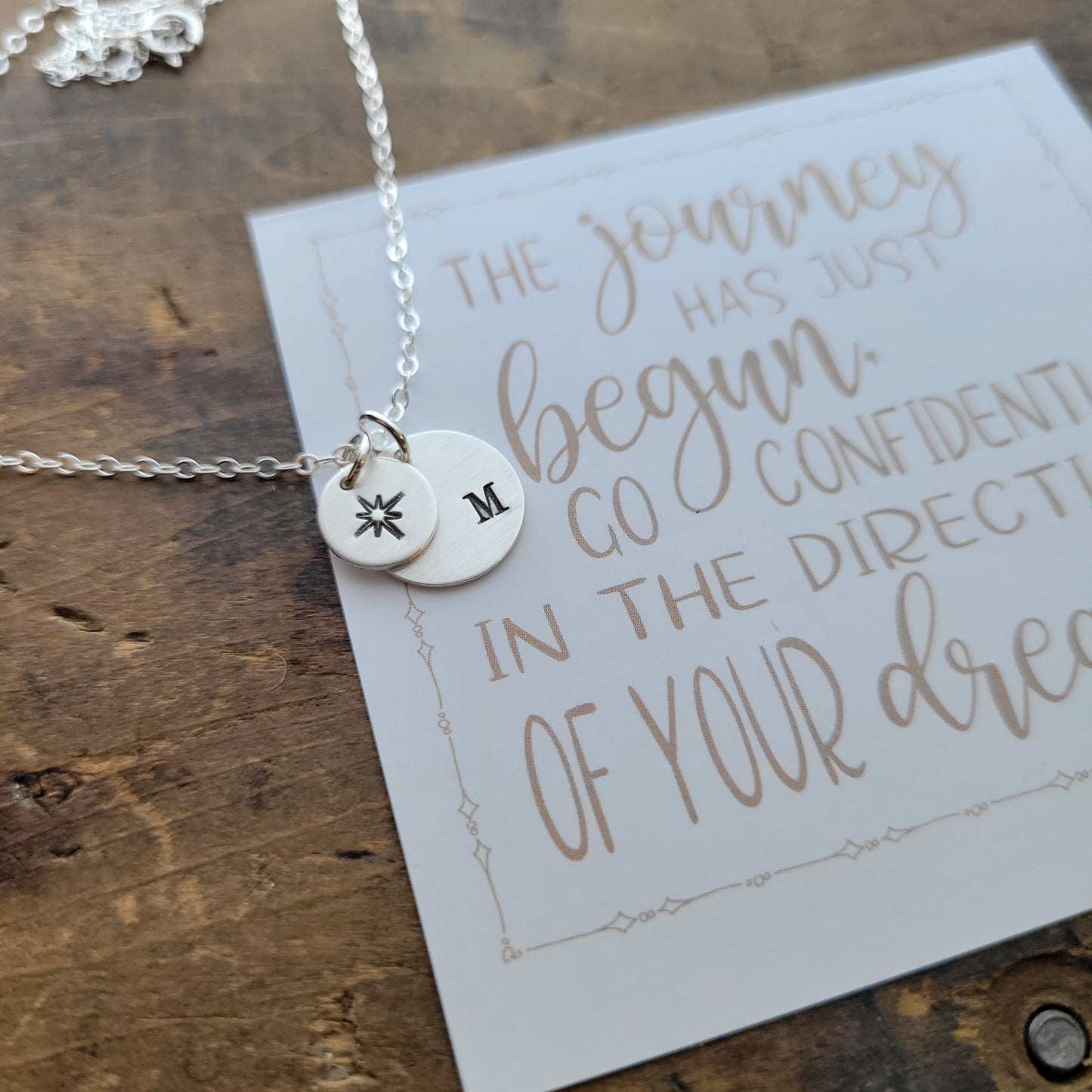 The Journey Has Just Begun Necklace . Compass + Personalized Initial