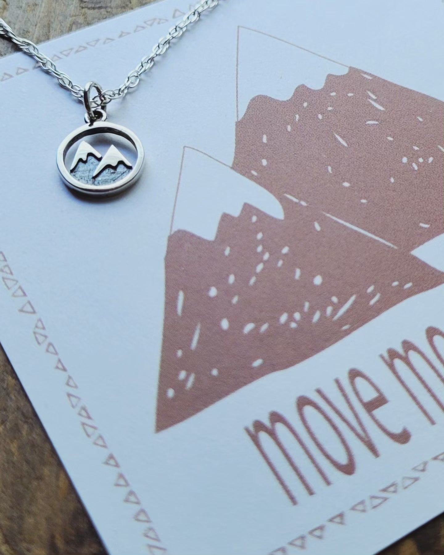 Tiny Move Mountains Necklace . Tiny Inspirational Mountain Range Charm Necklace