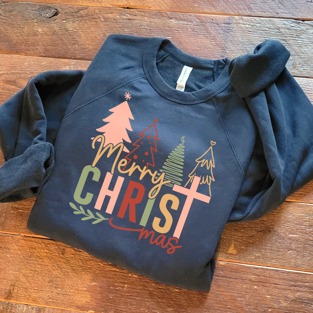 Merry Christmas Cross Hoodie in Vintage Black