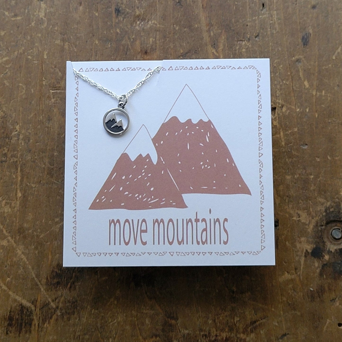 Tiny Move Mountains Necklace . Tiny Inspirational Mountain Range Charm Necklace