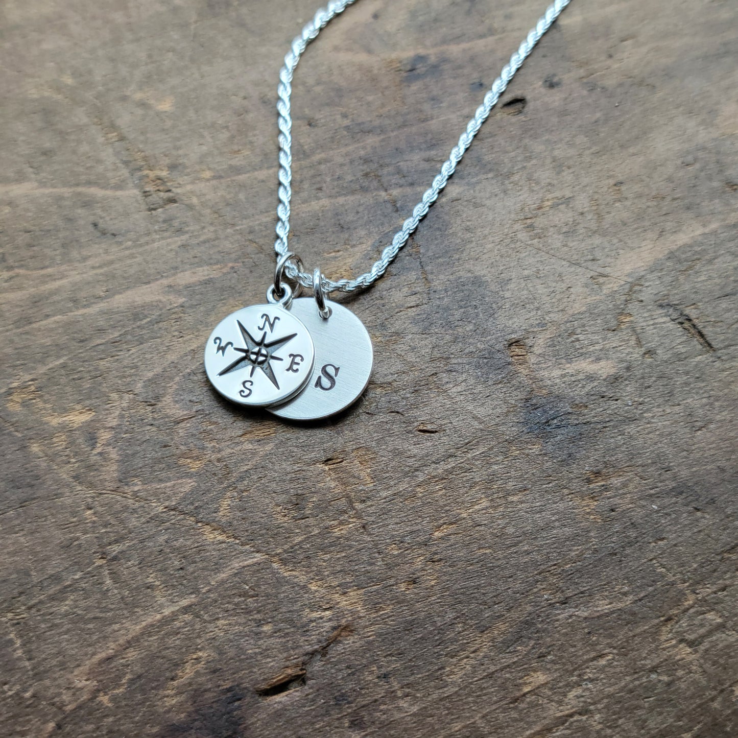 The Journey Has Just Begun Necklace . Compass + Personalized Initial
