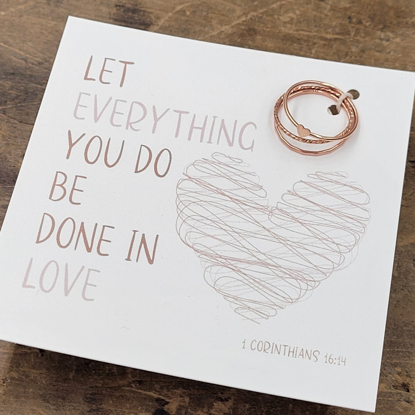 Heart Stacking Rings Set of Three . Dainty Minimalist Ring Stack . Bible Verse Promise Jewelry