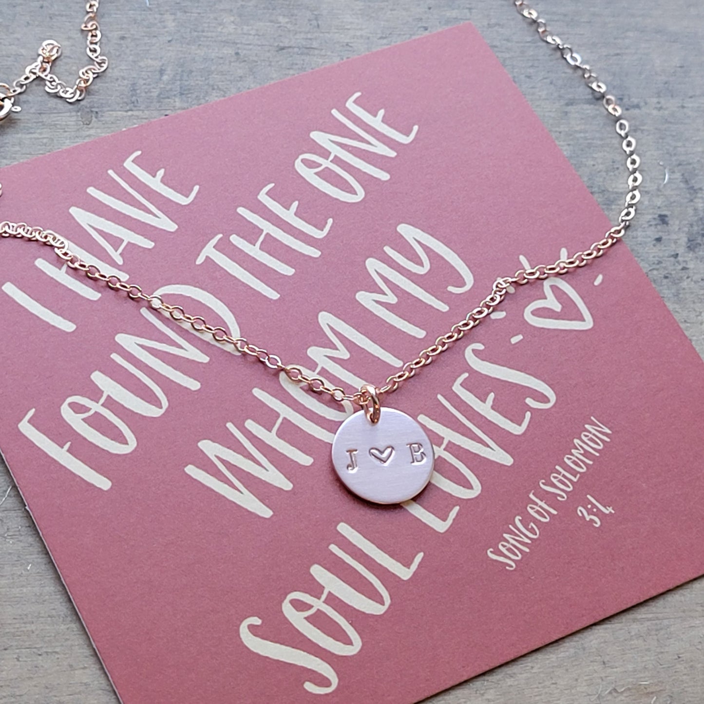 Soulmate Initial Necklace for Couples in Rose Gold