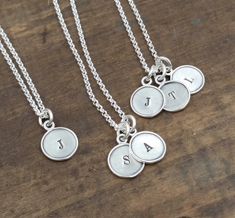 The Josie Initial Necklace . Artisan Style Mini Pendant