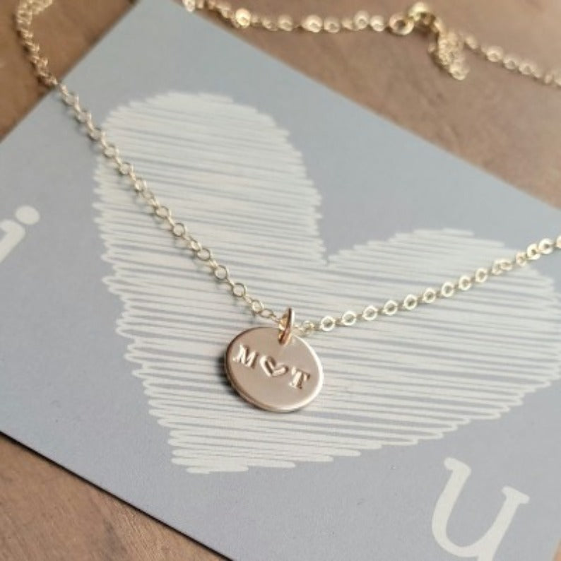 I heart U Couples Initial Necklace