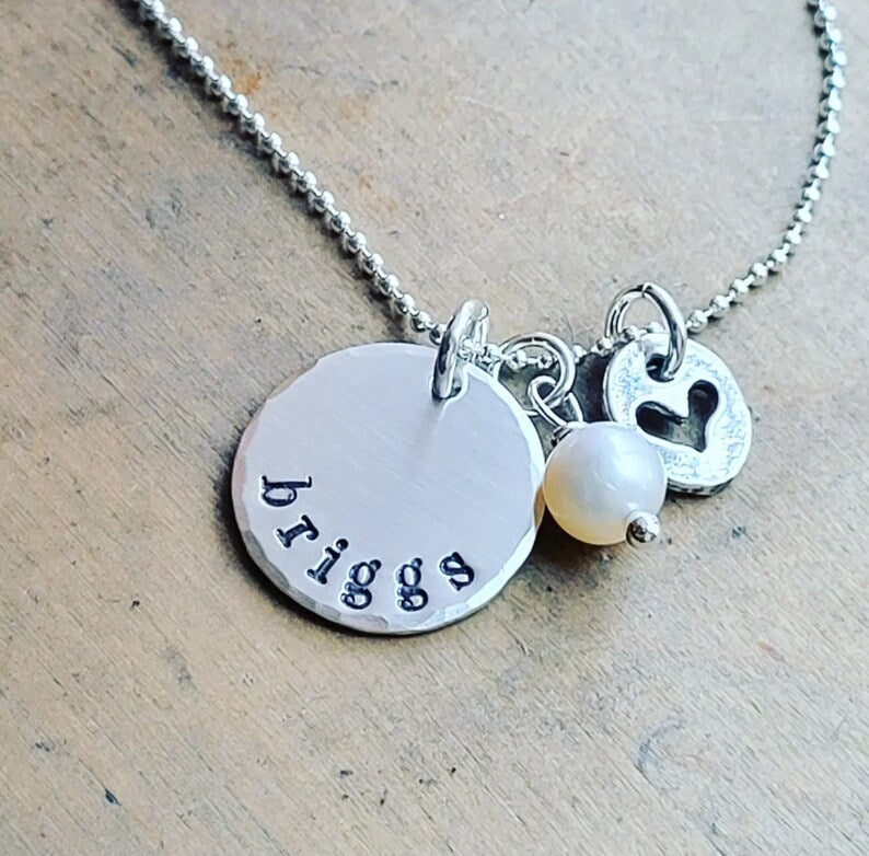 A Full Heart . Personalized Name Collage Necklace . Family Child Name Necklace