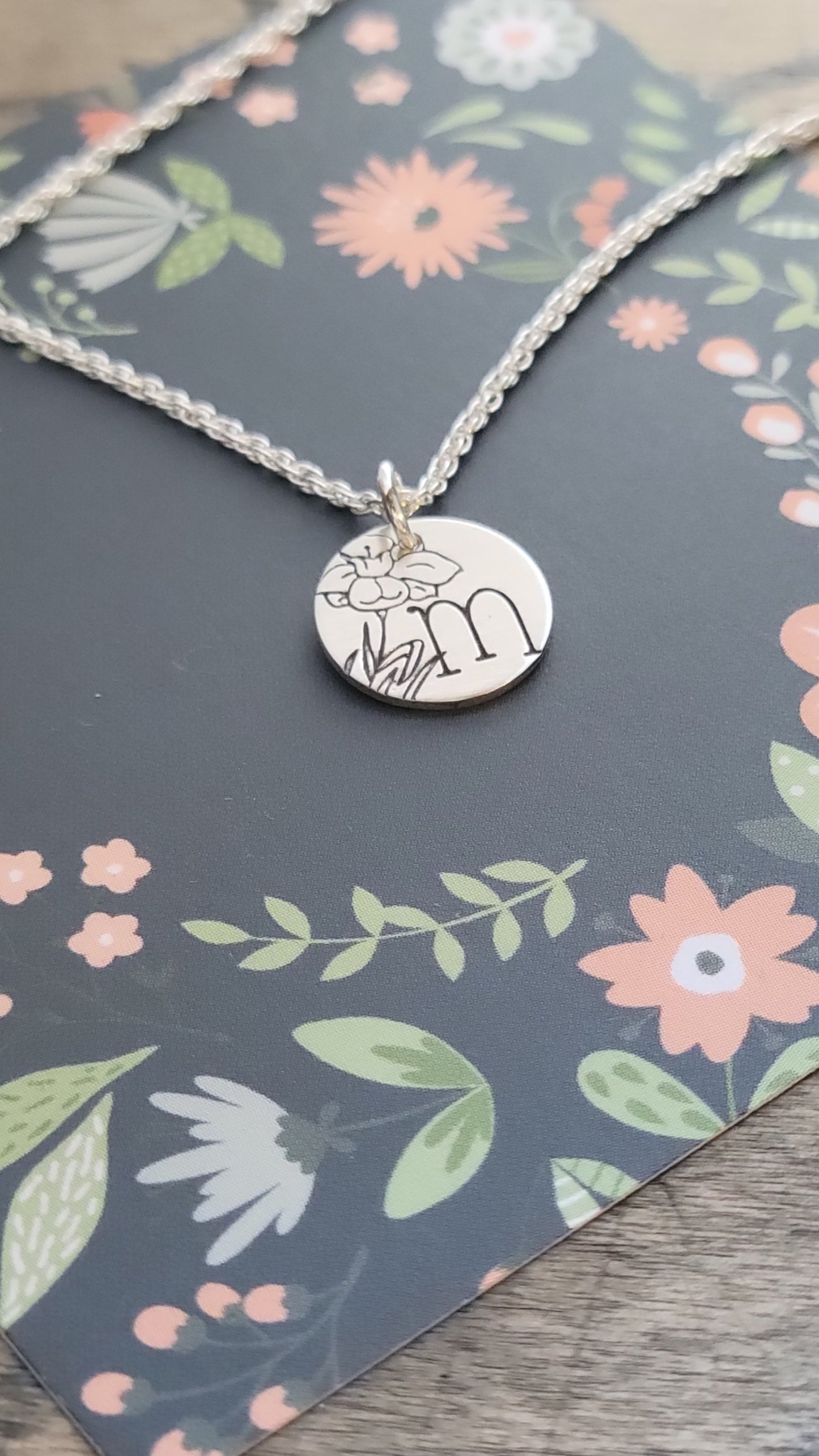 Personalized Initial + Birth Flower Necklace