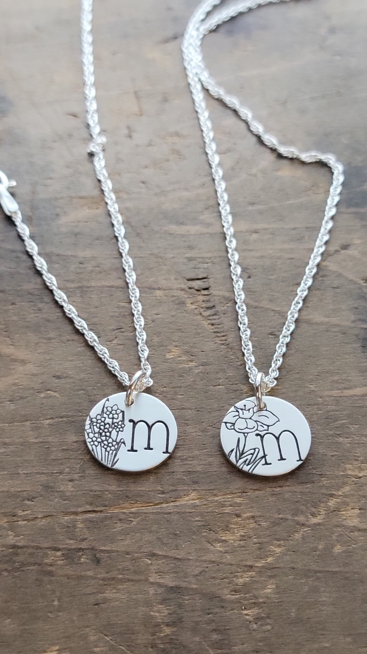 Personalized Initial + Birth Flower Necklace