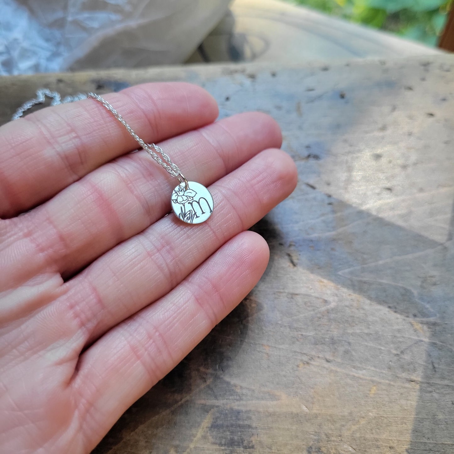 Personalized Initial + Birth Flower Necklace