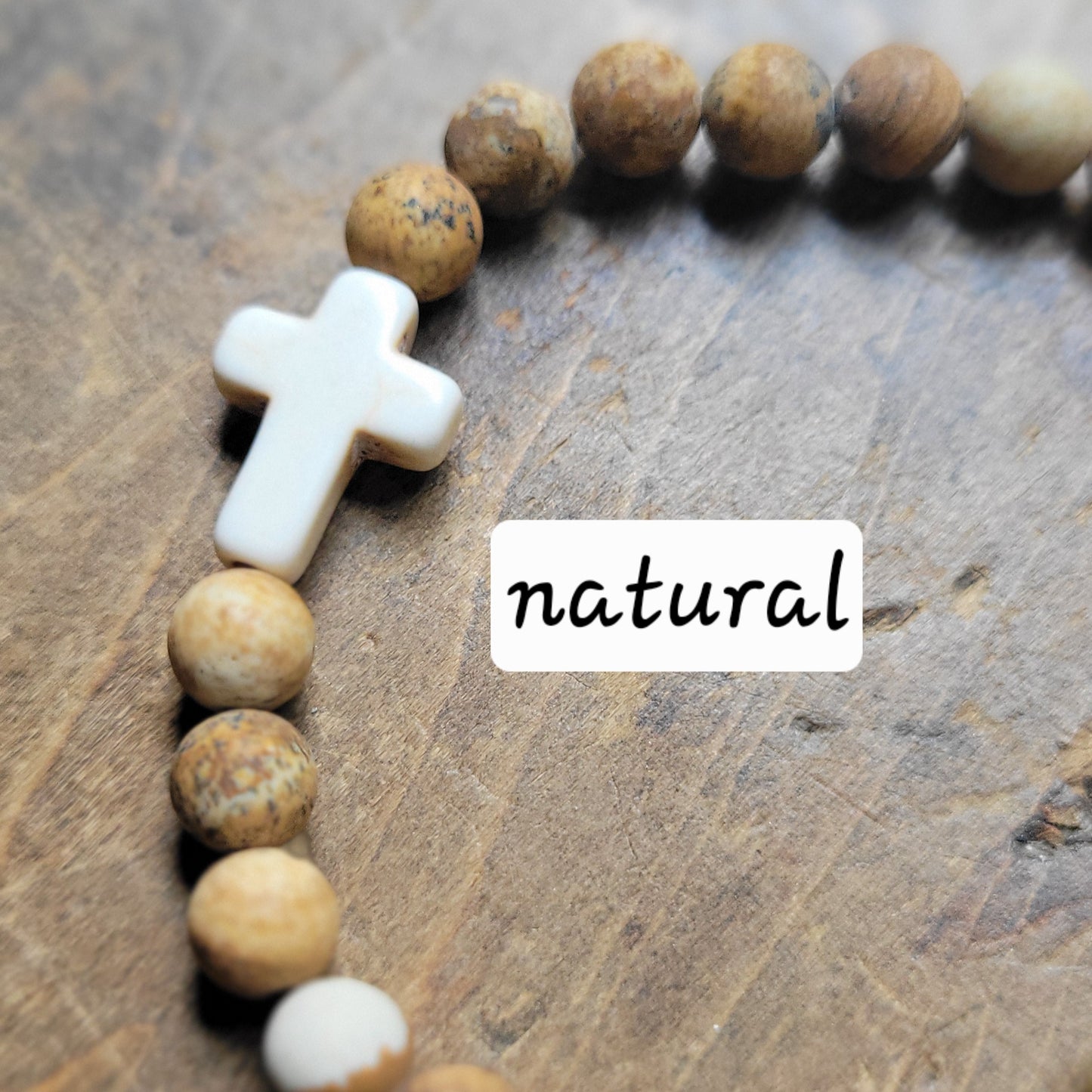 Tiny Testament Beaded Bracelet . Jasper and Howlite Christian Jewelry