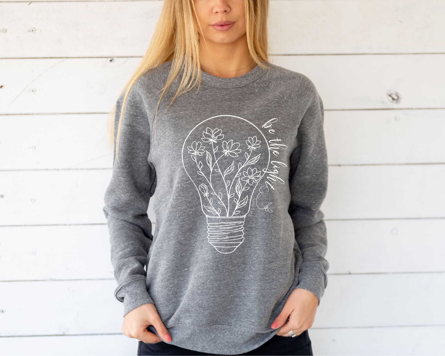 Be The Light Women's Crew Neck Sweatshirt . Christian Faith Apparel