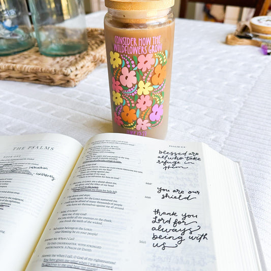 Consider The Wildflowers Inspirational Glass Tumbler