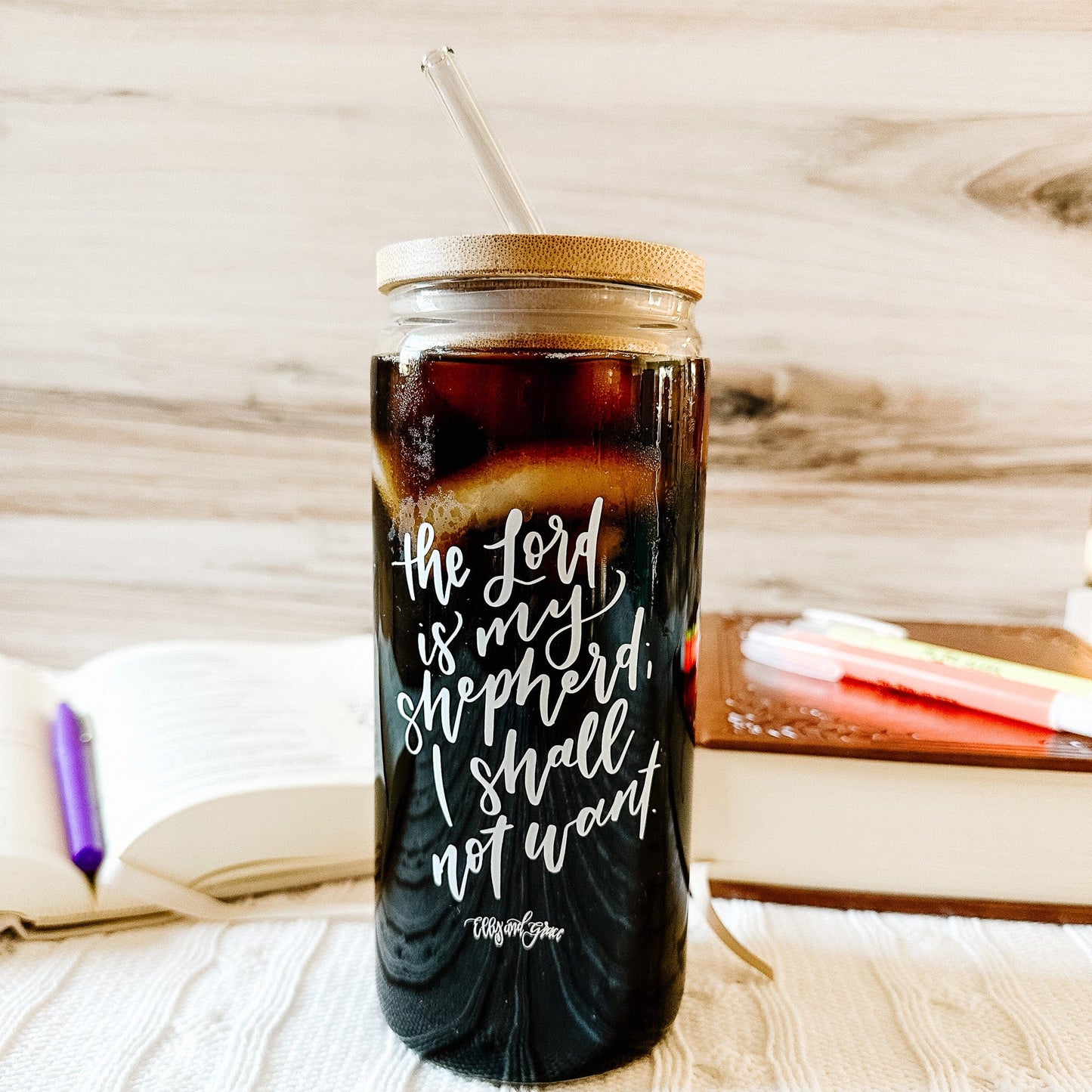 The Lord is My Shepherd Inspirational Glass Tumbler