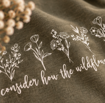 Consider How the Wildflowers Grow Women's Sweatshirt . Christian Faith Apparel