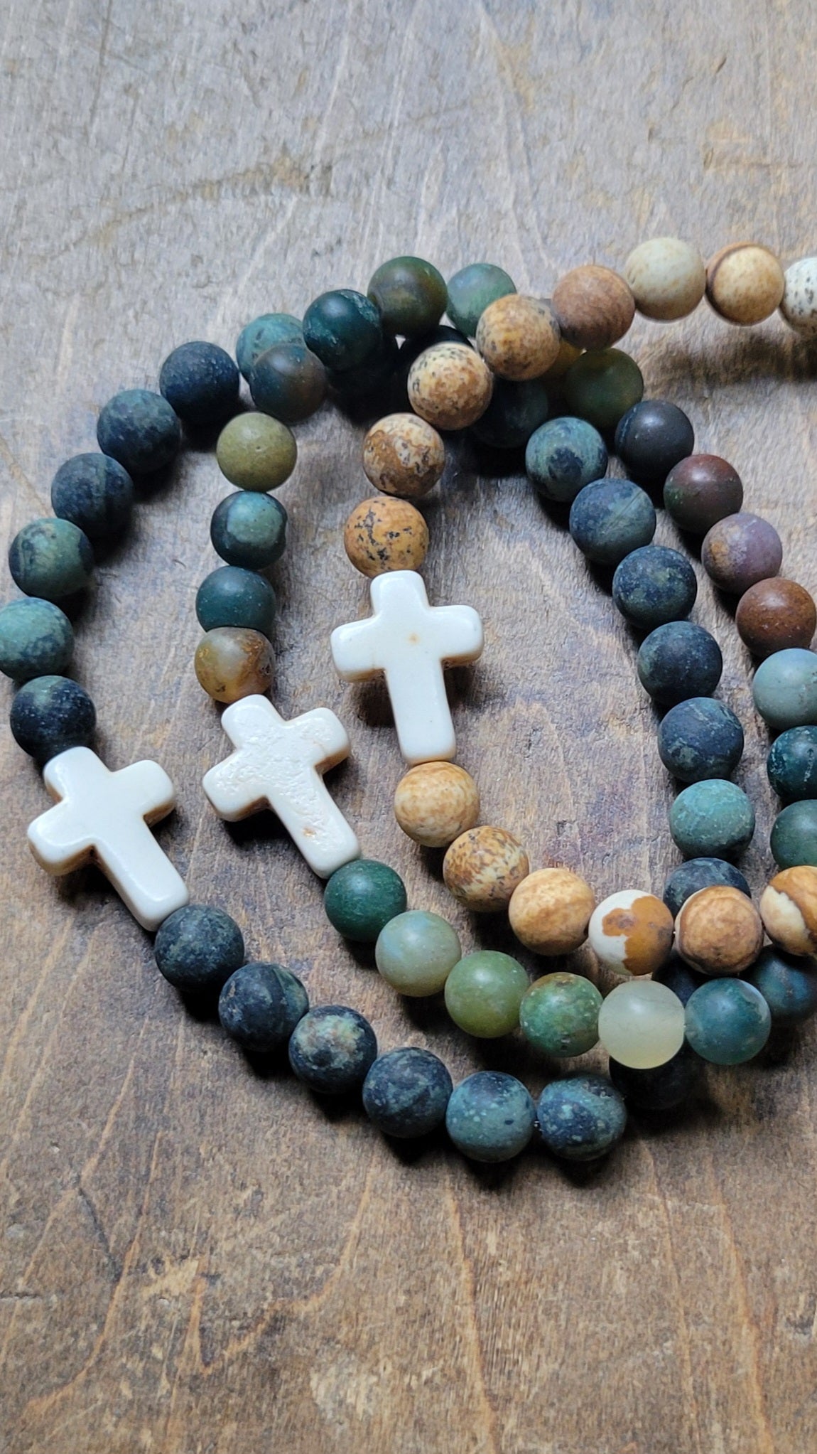 Tiny Testament Beaded Bracelet . Jasper and Howlite Christian Jewelry