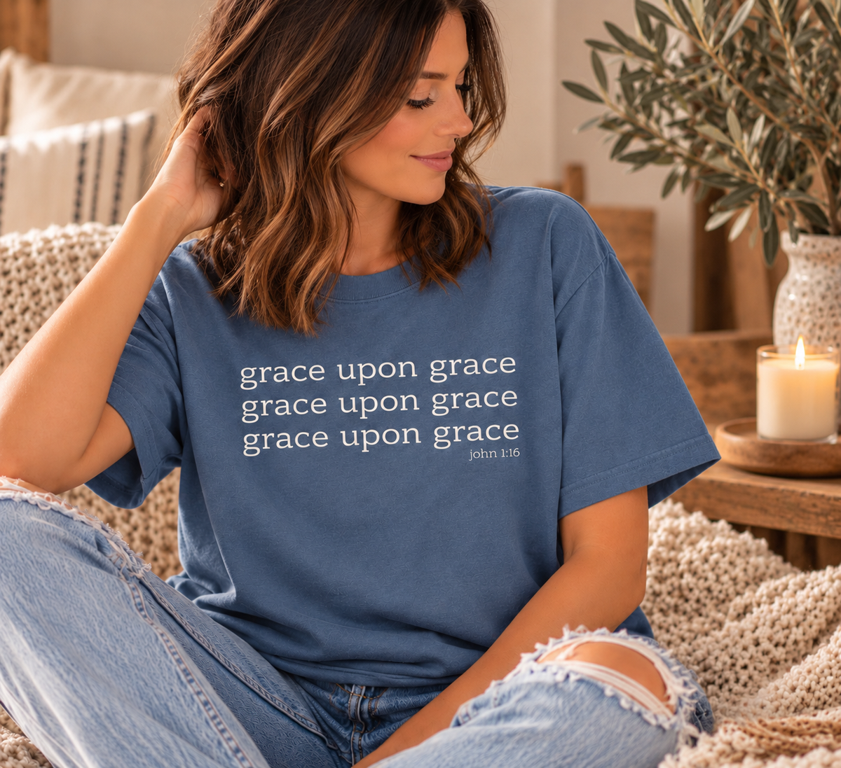 Grace Upon Grace 3 Women's T-Shirt . Christian Clothing Faith Tshirt
