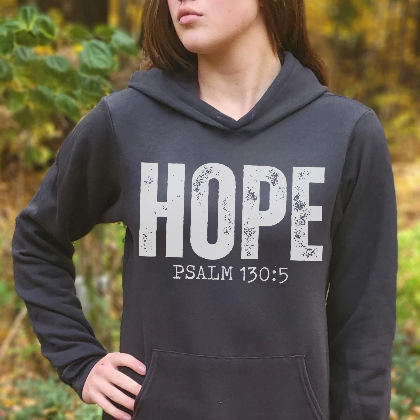 Hope Hoodie  .  Psalm 130:5 Bible Verse Inspired Sweatshirt