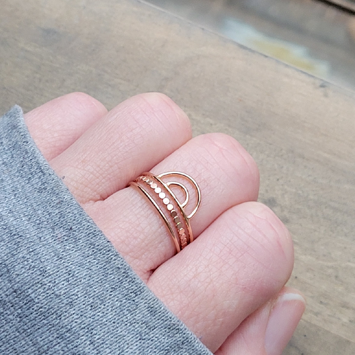 Stacking Rainbow Wire Ring Set of Three . Dainty Minimalist Ring Stack . Hope Inspiration Ring Set