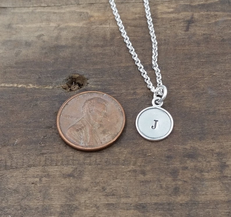 The Josie Initial Necklace .  Artisan Style Mini Pendant