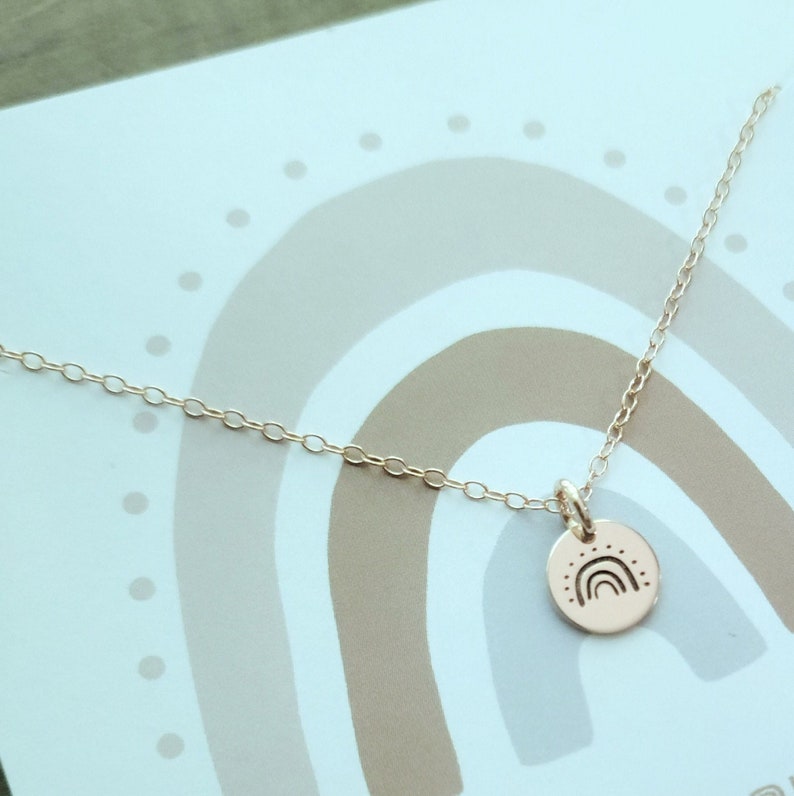 Tiny Boho Rainbow Charm Necklace  .  Jewelry for Everyday Encouragement