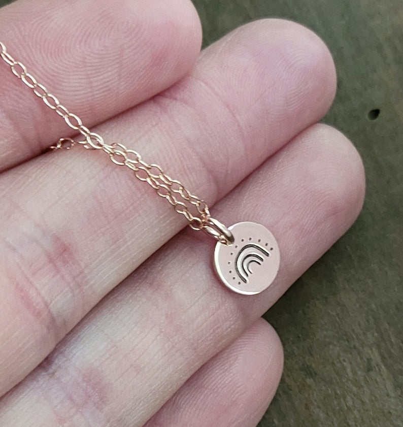 Tiny Boho Rainbow Charm Necklace  .  Jewelry for Everyday Encouragement