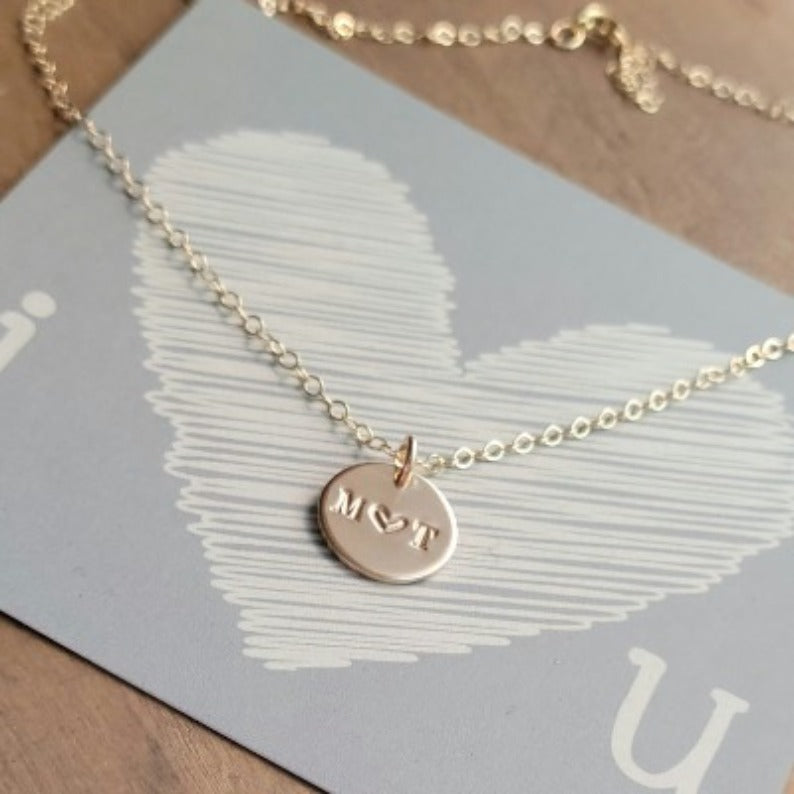 I heart U Couples Initial Necklace