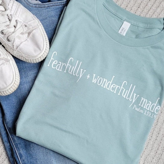 Fearfully and Wonderfully Made Women's T-Shirt . Christian Faith Apparel